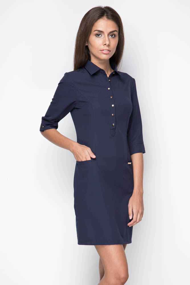 Фото товара 8390, синее офисное платье