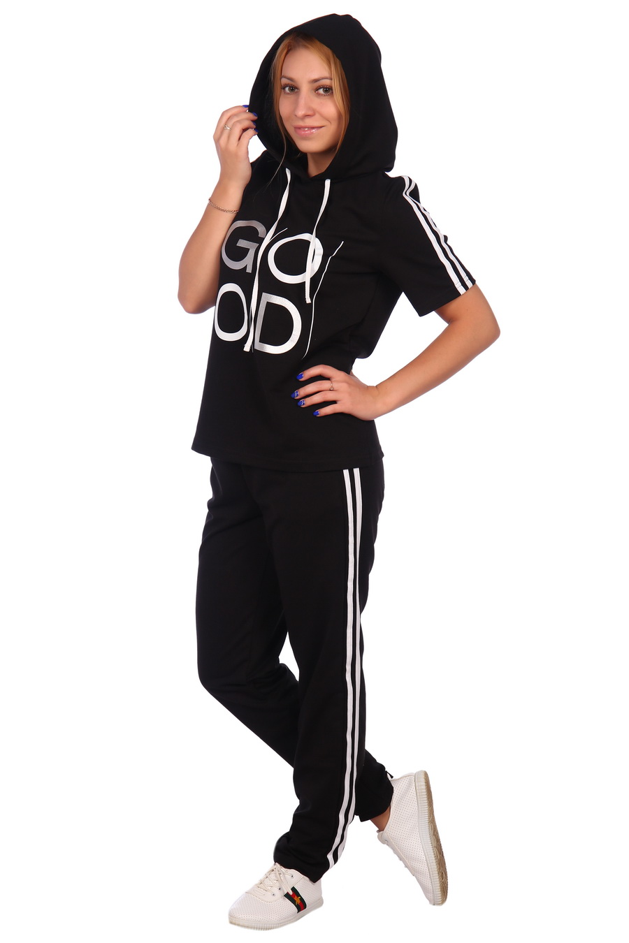 Фото товара 18339, черный спортивный костюм с капюшоном